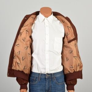 Large 1990s Brown Velveteen Bomber Jacket  - Fashionconservatory.com