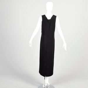 S/M | Slinky Black Sleeveless 90s Maxi Dress w/Removable Gold Pendant Necklace by R&M Richards - Fashionconservatory.com