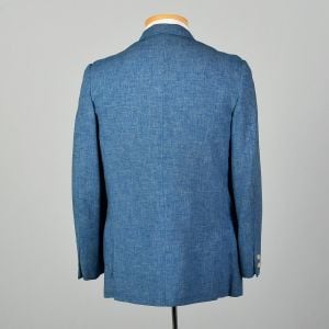 Medium 1960s Heathered Blue Jacket Mod Double Breasted Summer Weight Blazer - Fashionconservatory.com