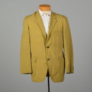 Medium 1960s Blazer Alumni Lime Linen Summer Weight Jacket