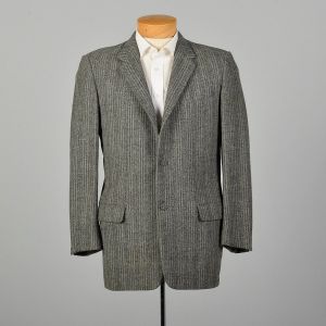 1950s Mens Wool Tweed Jacket Gray Stripe Coat