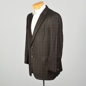 Large 1960s Red Green Plaid Holiday Blazer Jacket - Fashionconservatory.com