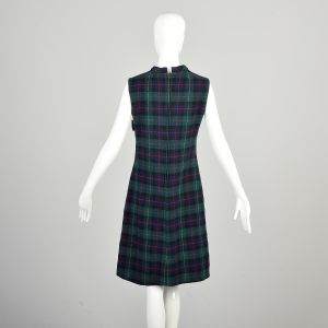 S | Sleeveless 1970s Mod Wool Plaid Dress by Beverly Moyer for Robert Malcolm - Fashionconservatory.com