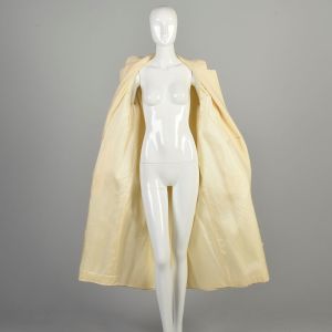 Large 1980s Cream Ivory Coat Wool Long Double Breasted Large Lapels Maxi Autumn Winter Overcoat  - Fashionconservatory.com