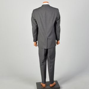 1960s Gray Suit Three Roll Two Slim Lapel Jacket Flat Front Tapered Leg Cuffed Pants - Fashionconservatory.com