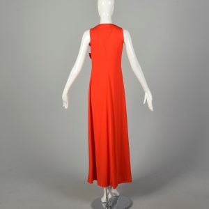 Small 1970s Dress Orange Sleeveless Maxi Bohemian - Fashionconservatory.com