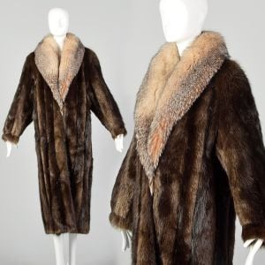 1980s Medium Fox and Beaver Long Fur Winter Coat 