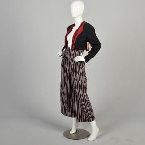 1980s Two Piece Pant Set Jacket Bolero Striped Ensemble - Fashionconservatory.com