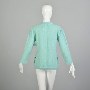 Medium 1970s Mint Aqua Clutch Front Cardigan Sweater Casual Cozy Warm - Fashionconservatory.com