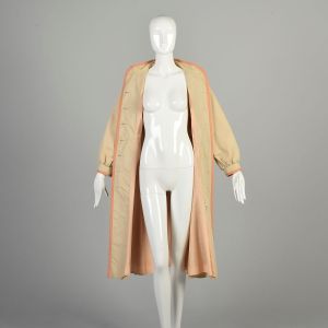 Small 1980s Tan Trench Coat Fit and Flare Overcoat - Fashionconservatory.com