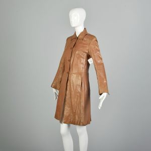 Small 1990s Perfectly Worn In Soft Leather Trench Coat Style Jacket  - Fashionconservatory.com