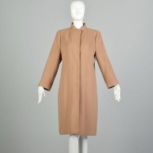 2000s Large Camel Colored Coat Tan Cashmere Wool Blend Classic Coat