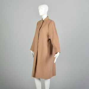2000s Large Camel Colored Coat Tan Cashmere Wool Blend Classic Coat - Fashionconservatory.com