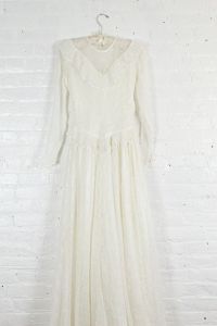 1930s wedding dress . vintage 30s simple embroidered wedding gown. xxsmall . pettite . - Fashionconservatory.com