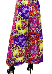 Vintage Op-Art Psychedelic Cropped Palazzo Pants Mod 1960s Womens M High Waist - Fashionconservatory.com