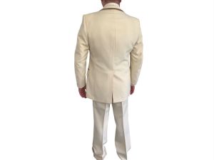 70s Mens 3 pc Suit Formal Ivory Tuxedo After Six Vintage 36 Waist 42 L - Fashionconservatory.com