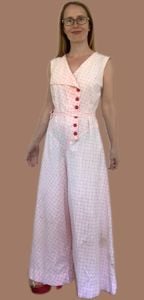 Beach Pajamas Jumpsuit 30s Antique Polka Dot AS IS