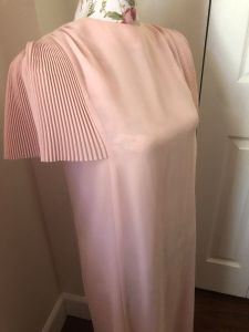 Pierre Cardin 1970s Party Dress In Soft Pink With Special Accordion Pleat Sleeves 