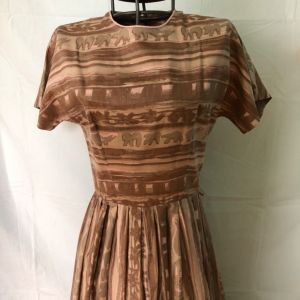 1950s Sir Rob brown and pink polished cotton dress - Fashionconservatory.com