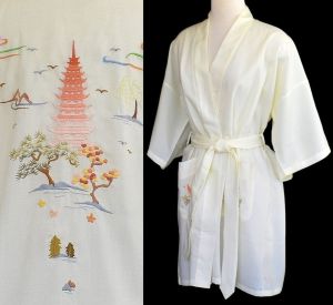 80s Embroidered Rayon Blend Wrap Robe, Knee Length, New with Tags, NWT