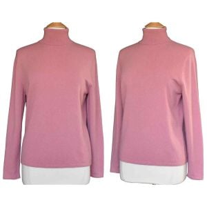 1990s Neiman Marcus Pink Cashmere Turtleneck Sweater, Size Large