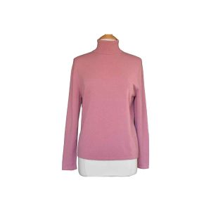 1990s Neiman Marcus Pink Cashmere Turtleneck Sweater, Size Large - Fashionconservatory.com