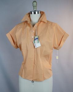Vtg Tangerine Cotton Button Front Shirt NWT, by Adelaar, Sz 36
