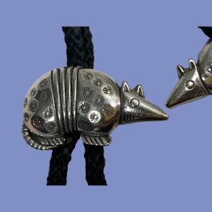 80s Long Silver Armadillo BOLO Dangle Earrings  - Fashionconservatory.com