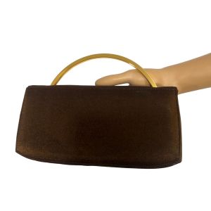 Y2K Shimmery Metallic Brown Evening Bag w Gold Handle 