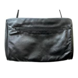 70s 80s Black Leather Shoulder Bag w Lion Face Logo  - Fashionconservatory.com