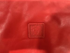 80s Red & Gold Leather Shoulder Bag Lion Logo - Fashionconservatory.com