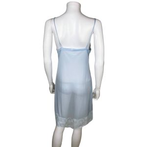 Vintage 1960s Blue Sheer Nylon Slip Alpe Italy Size Medium - Fashionconservatory.com