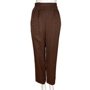 Vintage 1990s Anne Klein Silk Pants Brown w Shiny Pebble Pattern Size 10