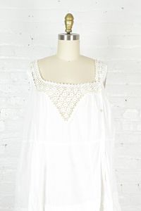1900s Edwardian white bohemian cut out lace cotton lawn dress . large, xlarge - Fashionconservatory.com