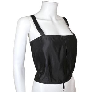 Antique 1910s 20s Bandeau Brassiere Black Silk & Cotton Binding Bra Size XL - Fashionconservatory.com