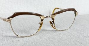 50s Brown and Gold Browline American Optical Eyeglasses