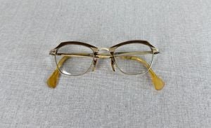 50s Brown and Gold Browline American Optical Eyeglasses - Fashionconservatory.com