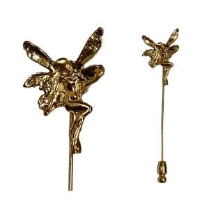 80s Gold Tone Winged Faerie Stick Pin | Hat Pin 