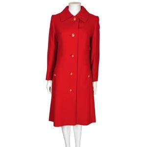 Vintage English Aquascutum Coat Red Wool Made in England Ladies Size M