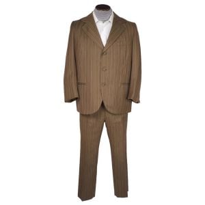 Vintage Mens Mod Pinstripe Shiny Suit 1960s British Invasion Era Size M