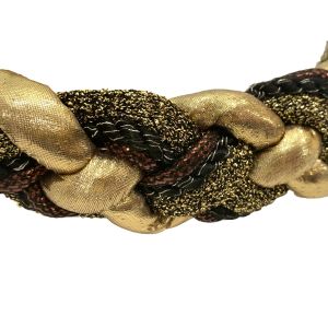 70s 80s Thick Braid Gold & Copper Twisted Stretch Cord Belt  - Fashionconservatory.com