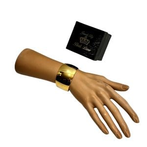 80s 90s “Bold Beauty” Wide Gold Tone Cuff Bracelet w/ Box Deadstock - Fashionconservatory.com