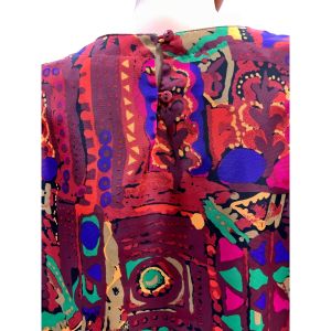 90s Bold Abstract Scarf Print Blouse - Fashionconservatory.com