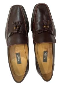 Burgundy Leather Kiltie Tassel Loafer Made in Switzerland Men 10D - Fashionconservatory.com
