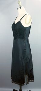 50s Black Taffeta and Lace Slip with Side Zipper by Barbizon, Tafredda, Size 14 - Fashionconservatory.com