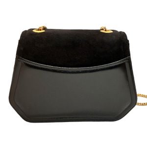 Vintage Frenchy of California Black Kid Suede Shoulder Bag with Gold Chain - Fashionconservatory.com