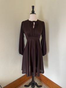 1970s Brown Poly Knit Mini Dress