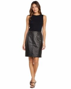 80s Black Lambskin Leather Skirt W31