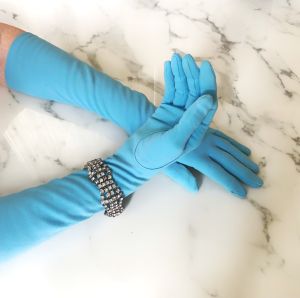 1960s Powder Blue Opera Gloves - Fashionconservatory.com