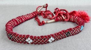Vintage Red Beaded Tie Belt, Sash - Fashionconservatory.com